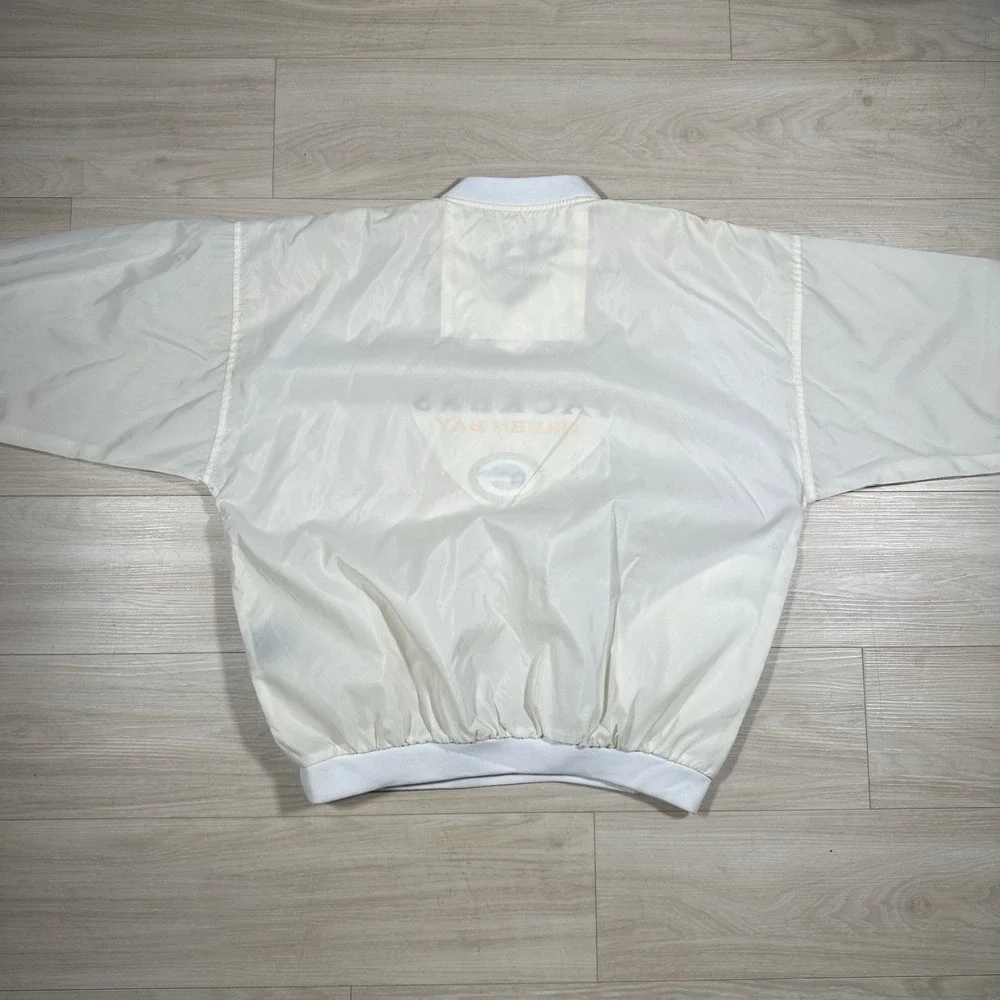 Vintage Green Bay Packers Jacket Men XL Pro Player White Windbreaker Pullover 90
